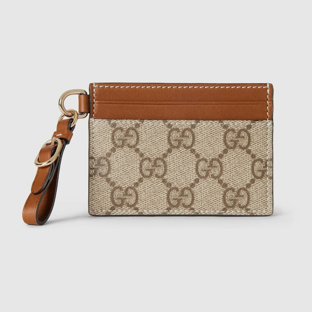 GUCCI Emblem card case with strap
