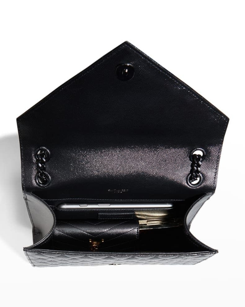 Saint Laurent Envelope Triquilt Medium YSL Shoulder Bag in Grained Leather