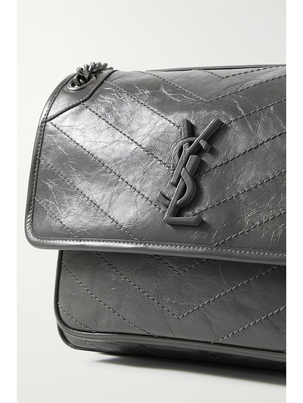 SAINT LAURENT Niki Baby medium quilted crinkled-leather shoulder bag