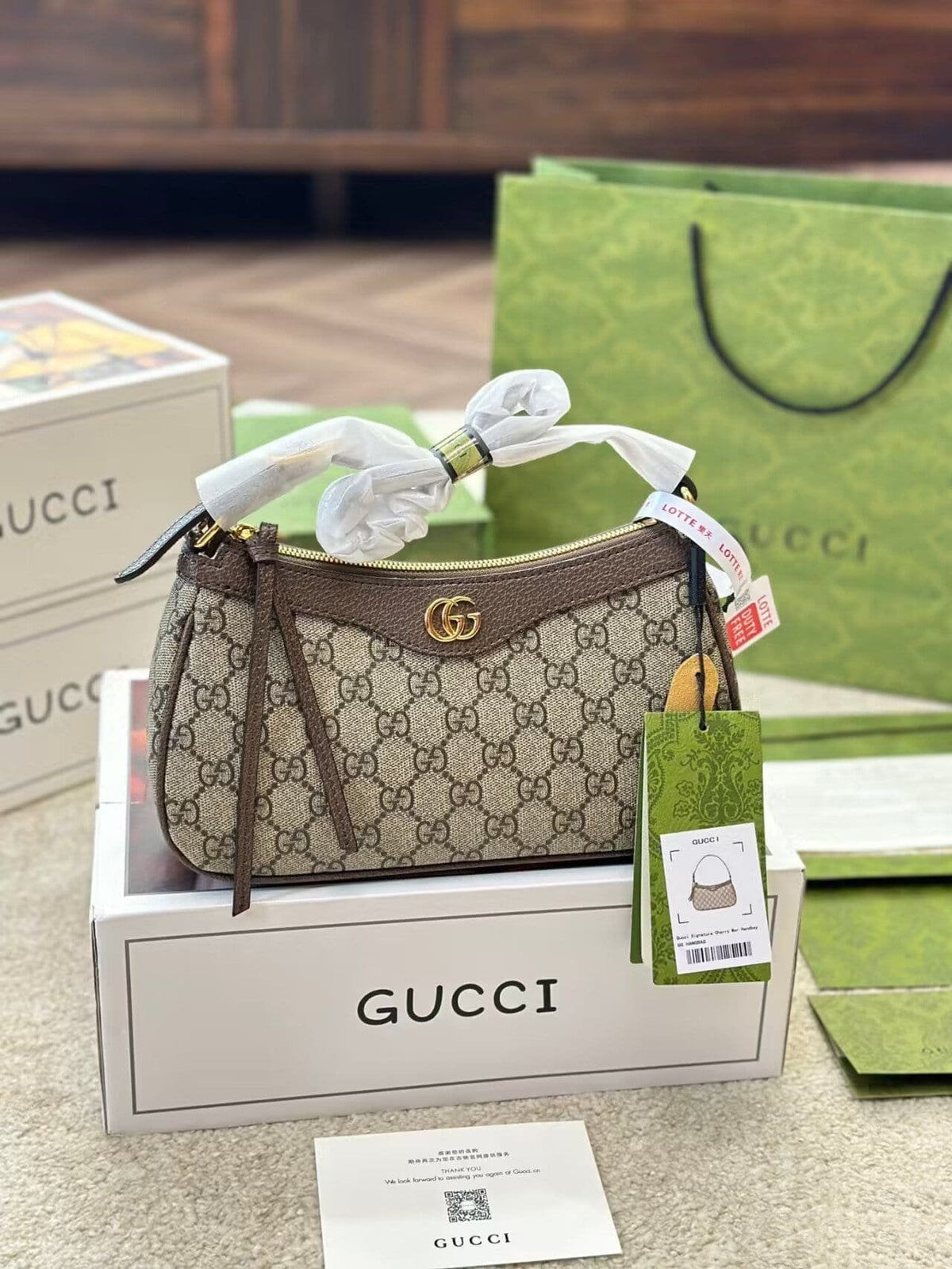 GUCCI OPHIDIA GG SMALL HANDBAG