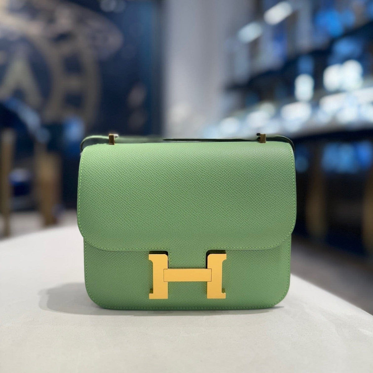 Hermès Vert Criquet Constance 18 Epsom Gold Hardware