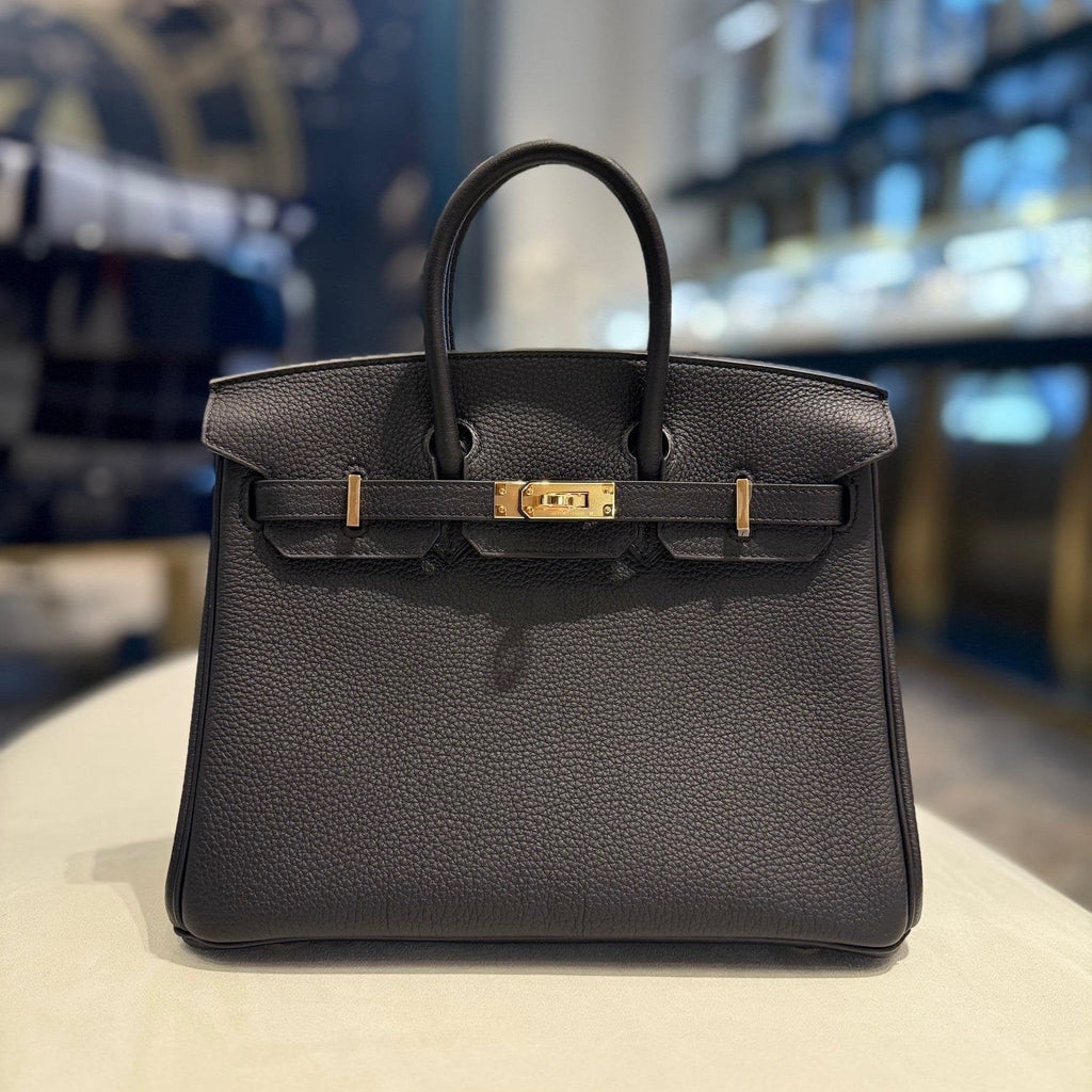 Hermès Noir Birkin 25 Togo Gold Hardware