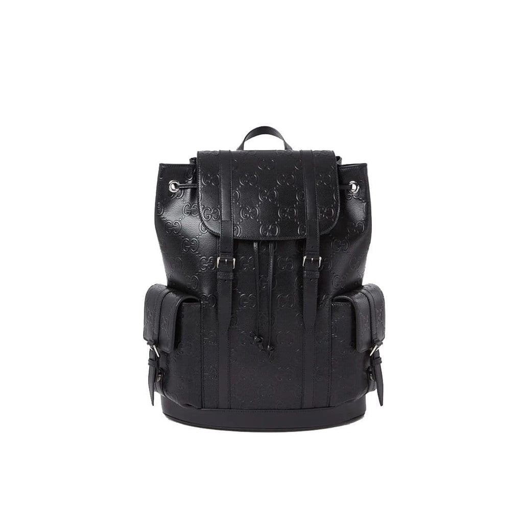 Gucci GG Leather Logo Embossed Backpack