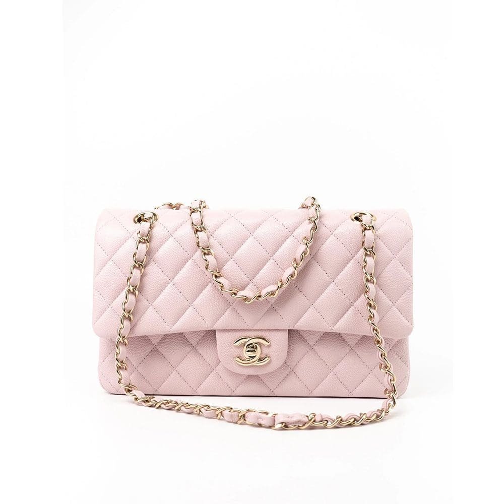 Chanel Medium Classic Double Flap Light Pink Caviar Light Gold Hardware